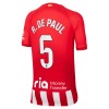 Maillot de Supporter Atlético Madrid R. De Paul 5 Domicile 2023-24 Pour Enfant